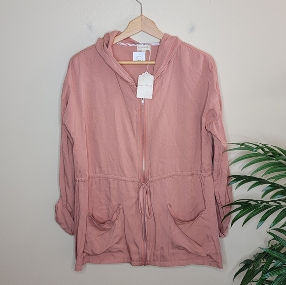 NWT Hem & Thread | Dusty Pink Lightweight Jacket with Roll Tab Sleeves - Picture 1 of 6